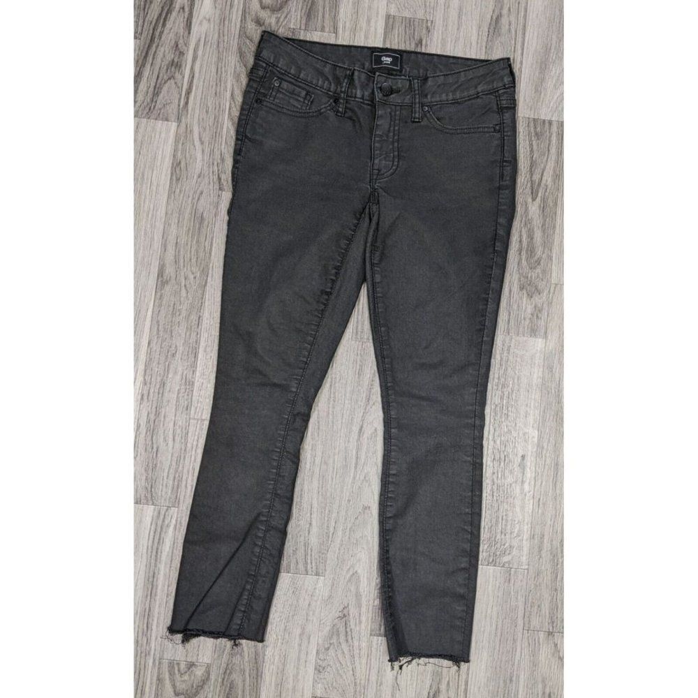 Gap Womens Size 0 / 25 A Fringe Hem Pockets Skinny‎ Cropped Denim Black Jeans